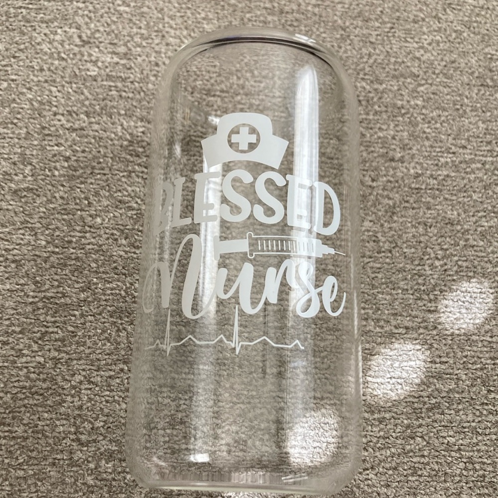 5.5 inch x 2.5 inch blessed nurse glass